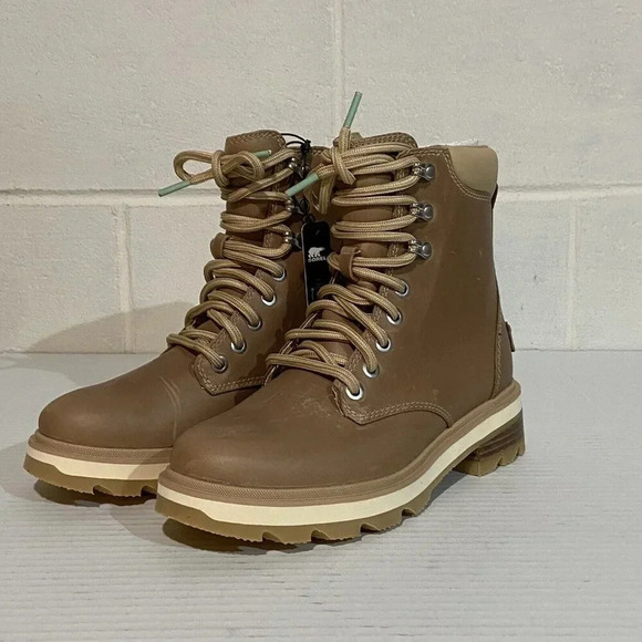 Sorel Women's Lennox Lace STKD Waterproof Boots Ceramic/Canoe Hiking Commuting - Picture 4 of 12